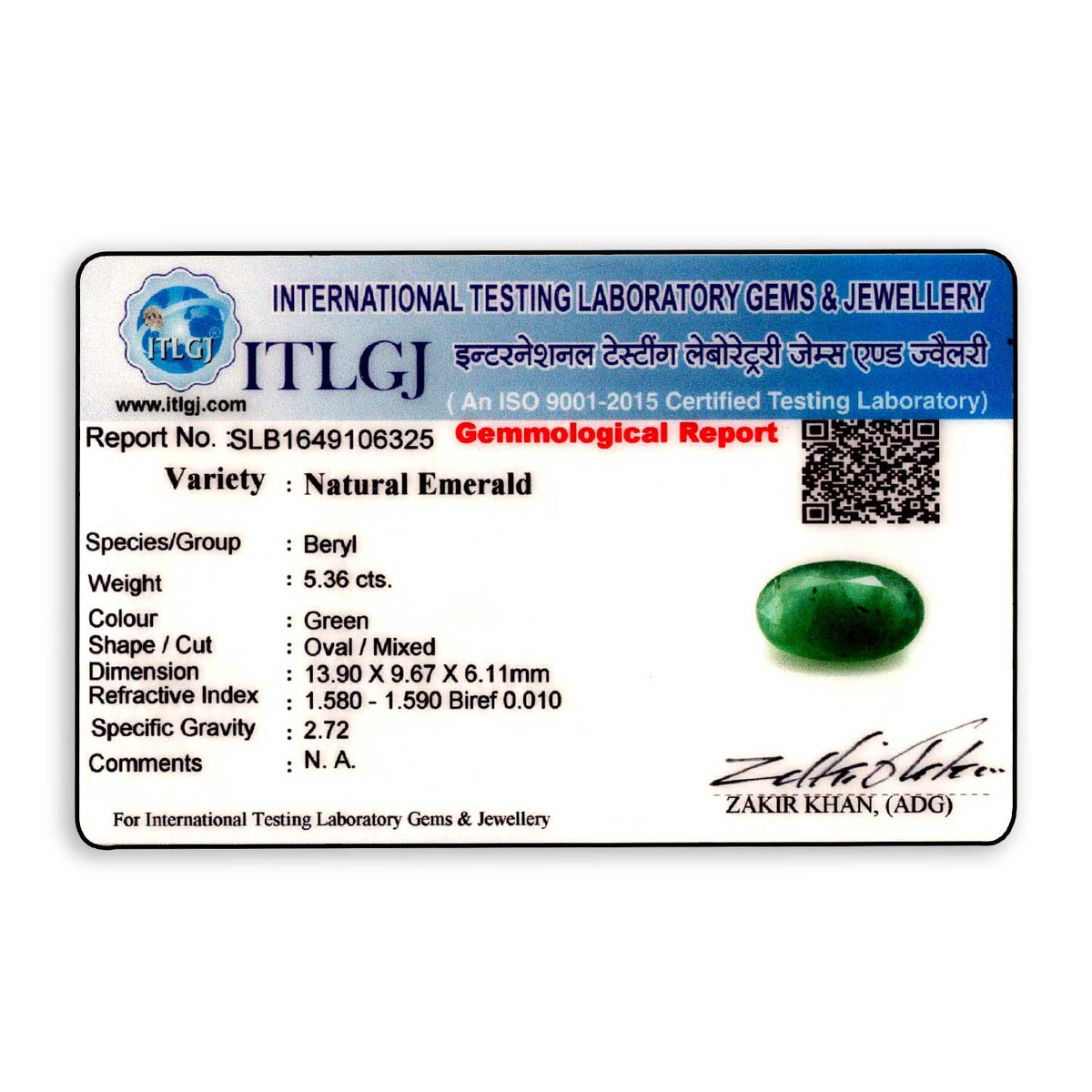 Zambian Emerald (Panna) Stone 5.36 Carat