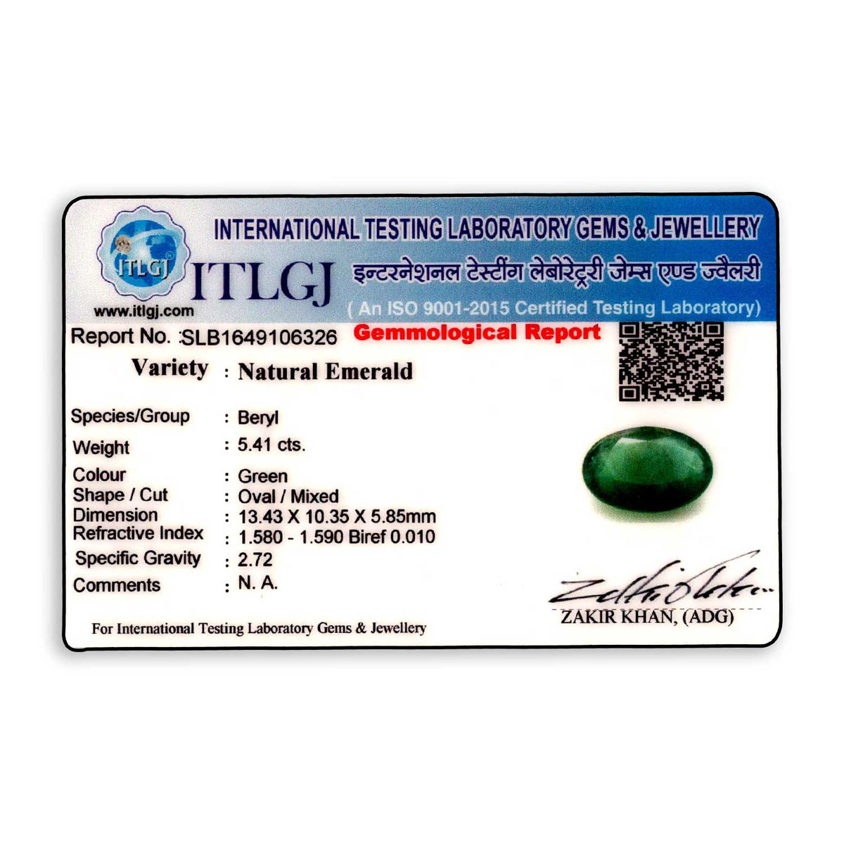 Zambian Emerald (Panna) Stone 5.41 Carat