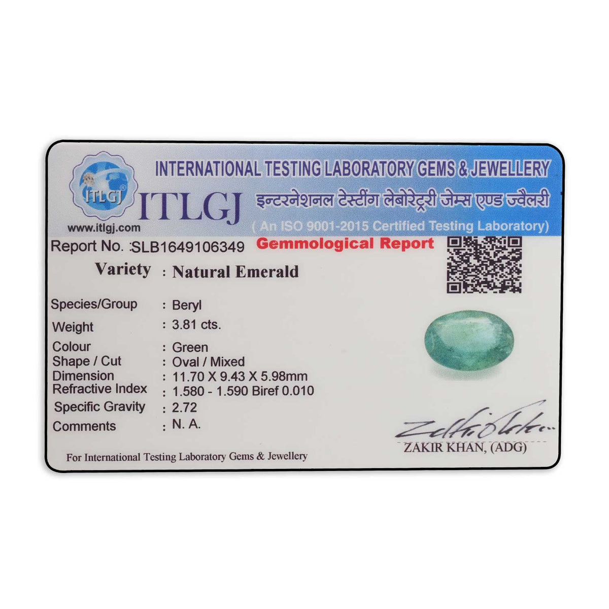 Zambian Emerald (Panna) Stone 3.81 Carat