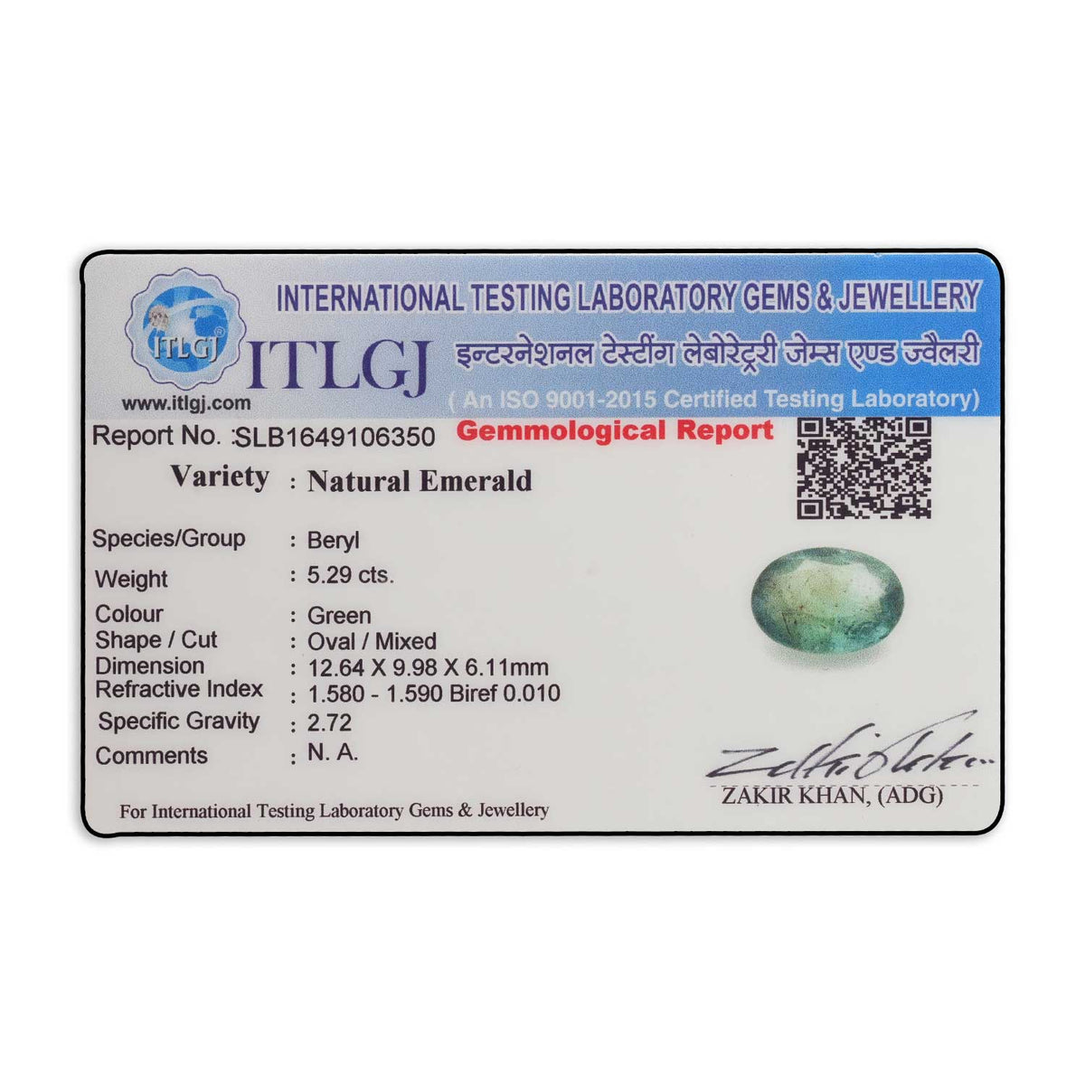 Zambian Emerald (Panna) Stone 5.29 Carat
