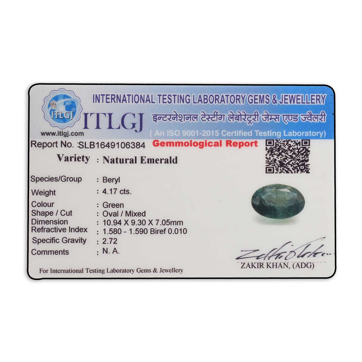 Zambian Emerald (Panna) Stone 4.17 Carat