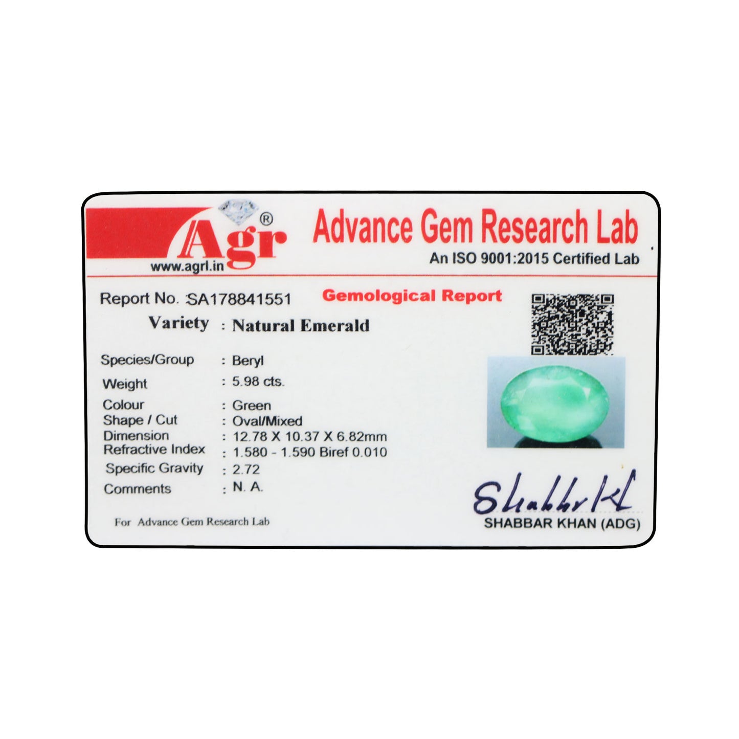 Zambian Emerald (Panna) - 5.98 Carat