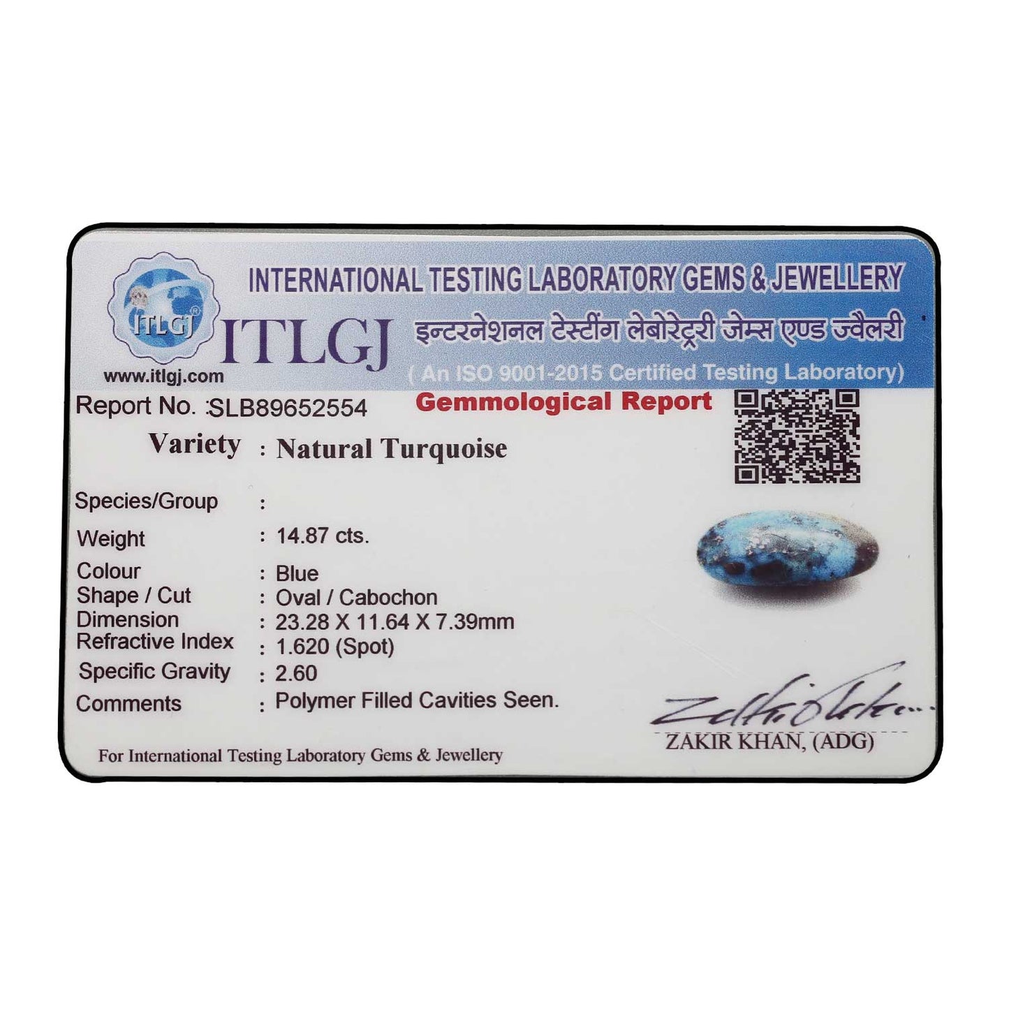 Irani Turquoise (Firoza) 14.87 Carat