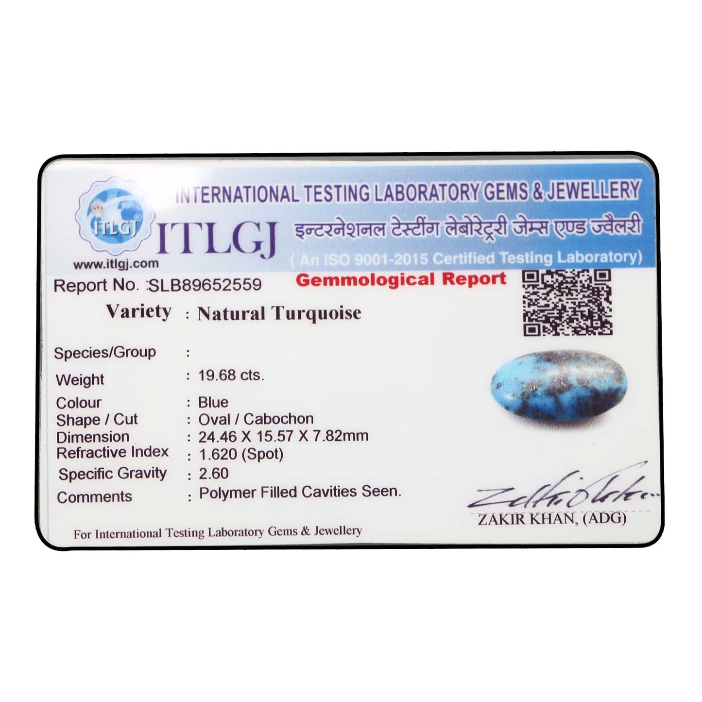 Irani Turquoise (Firoza) 19.68 Carat