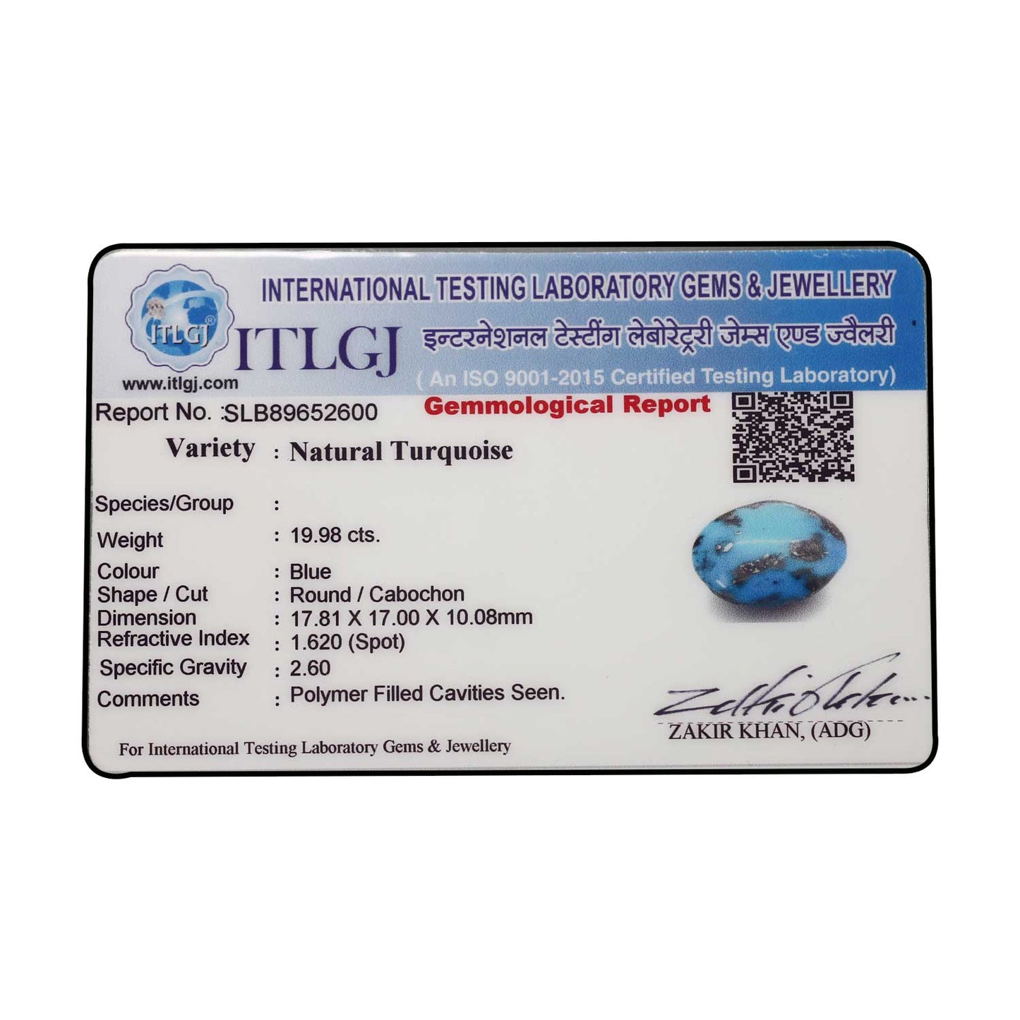 Irani Turquoise (Firoza) 19.98 Carat