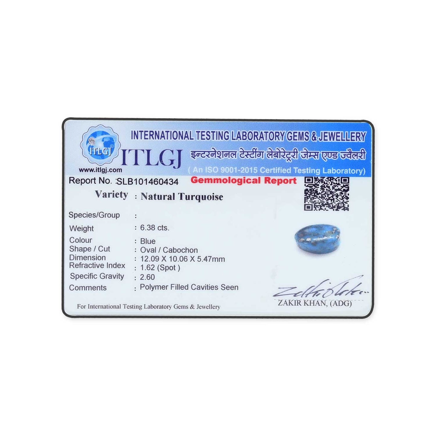 Irani Turquoise (Firoza) 6.38 Carat