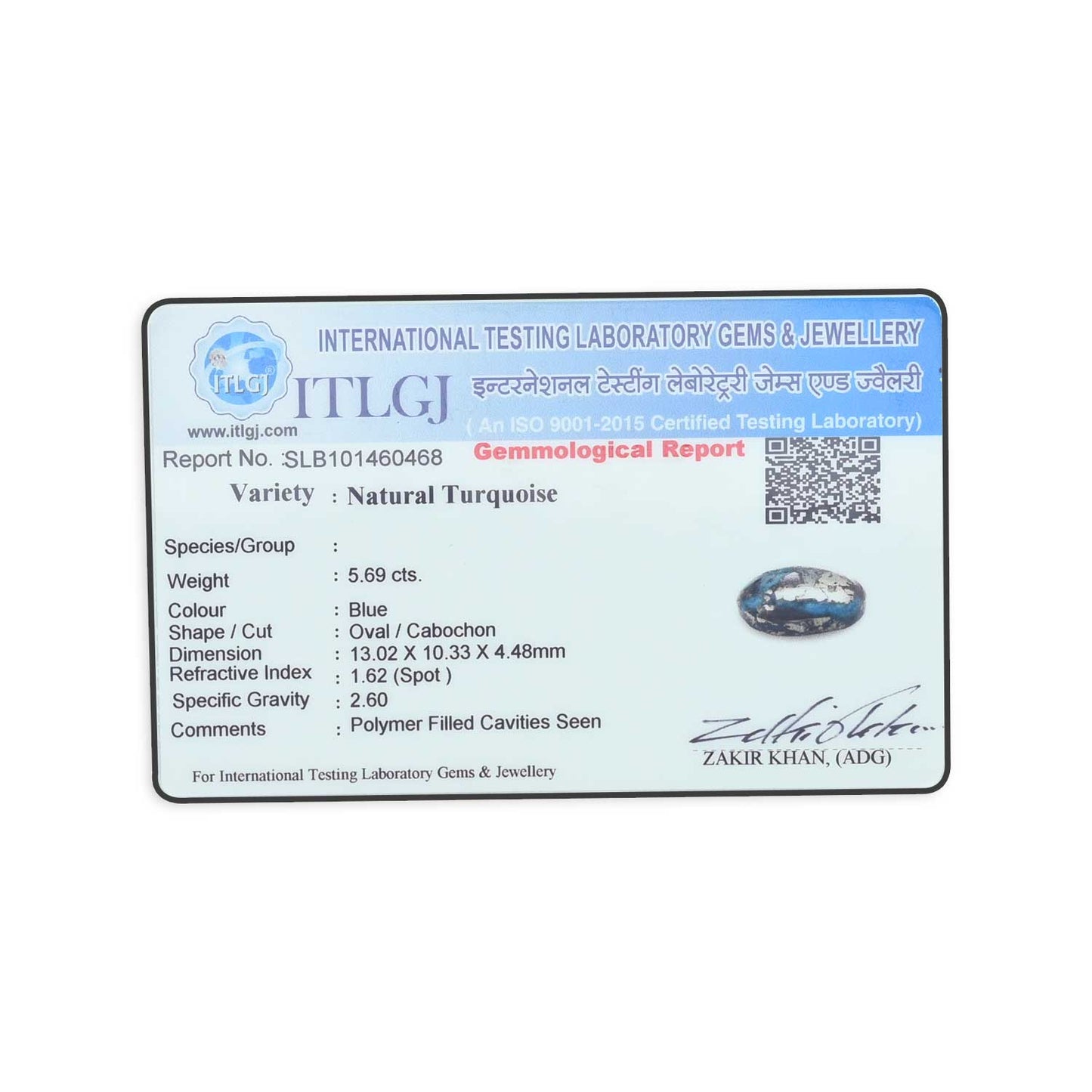 Natural Turquoise Firoza (Irani) Cts 5.69 Ratti 6.25