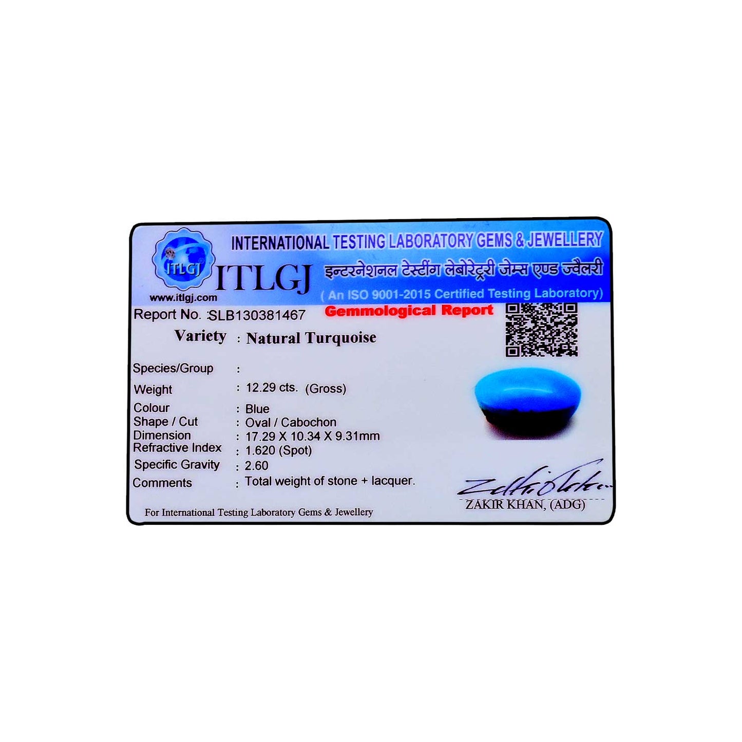 Arizona Turquoise (Firoza) 12.29 Carat