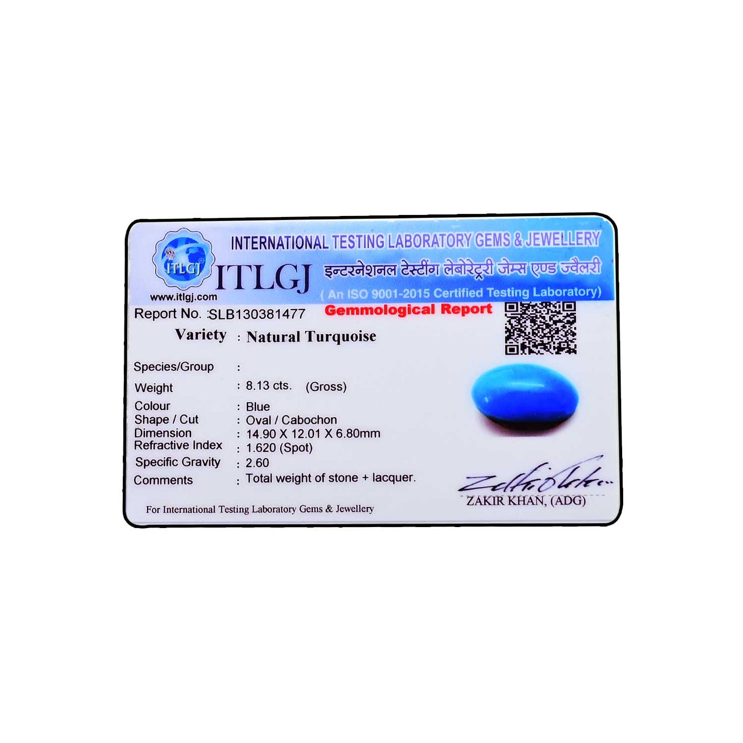 Arizona Turquoise (Firoza) 8.13 Carat