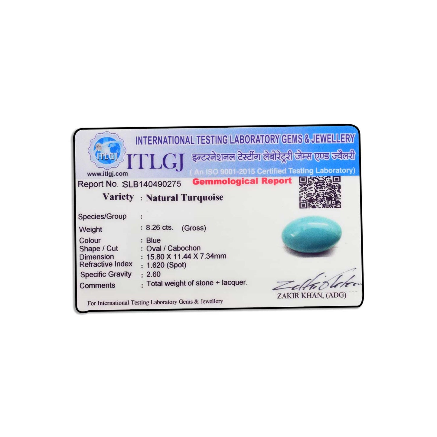 Arizona Turquoise (Firoza) 8.26 Carat