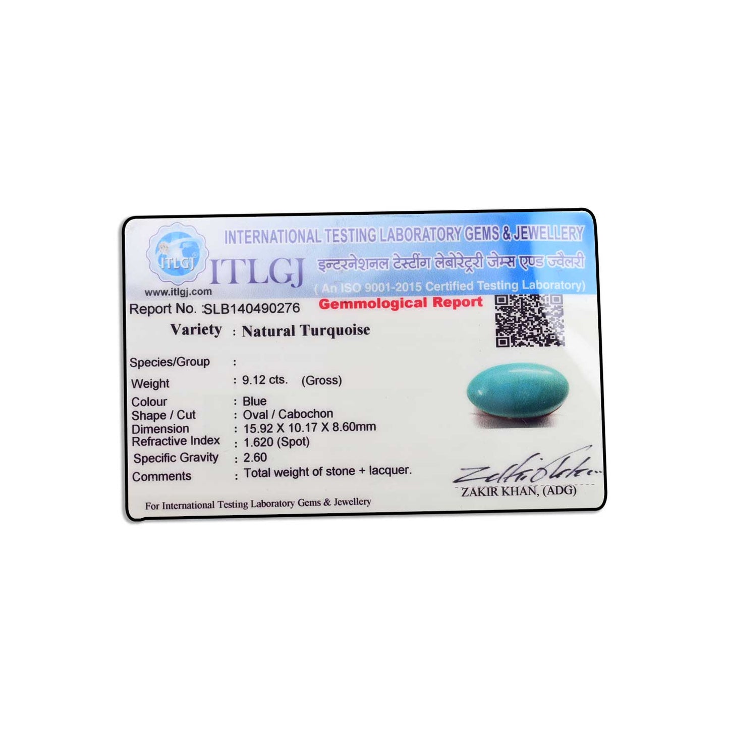Arizona Turquoise (Firoza) 9.12 Carat
