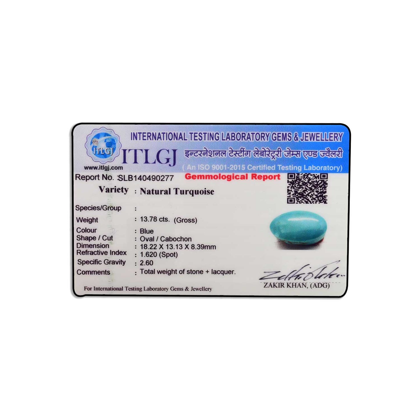 Arizona Turquoise (Firoza) 13.78 Carat
