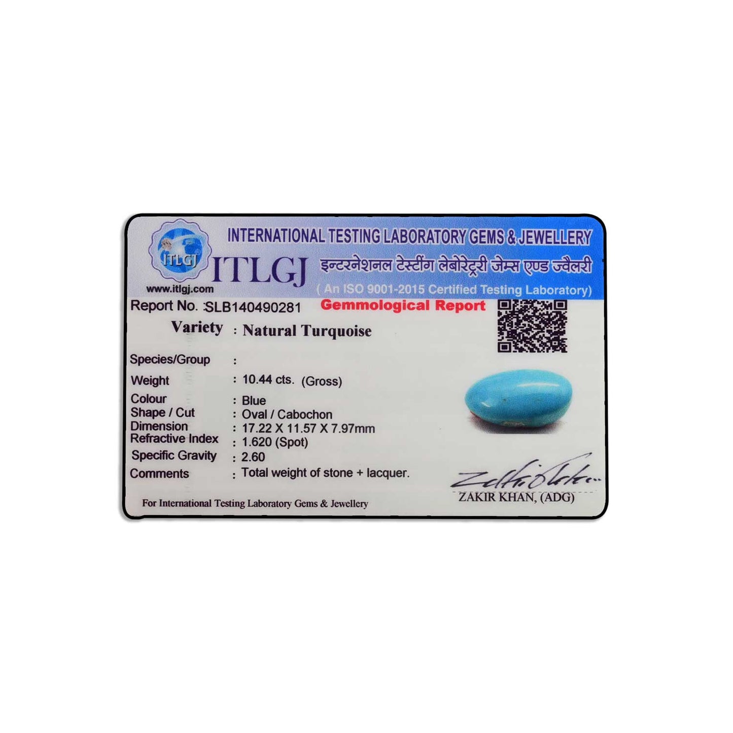 Arizona Turquoise (Firoza) 10.44 Carat