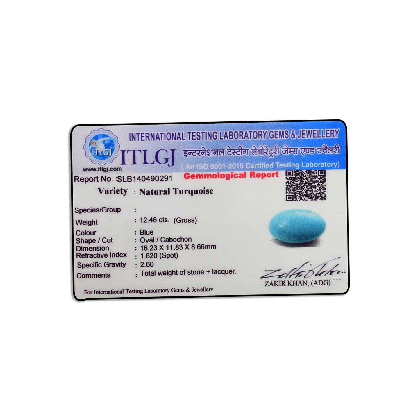 Arizona Turquoise (Firoza) 12.46 Carat