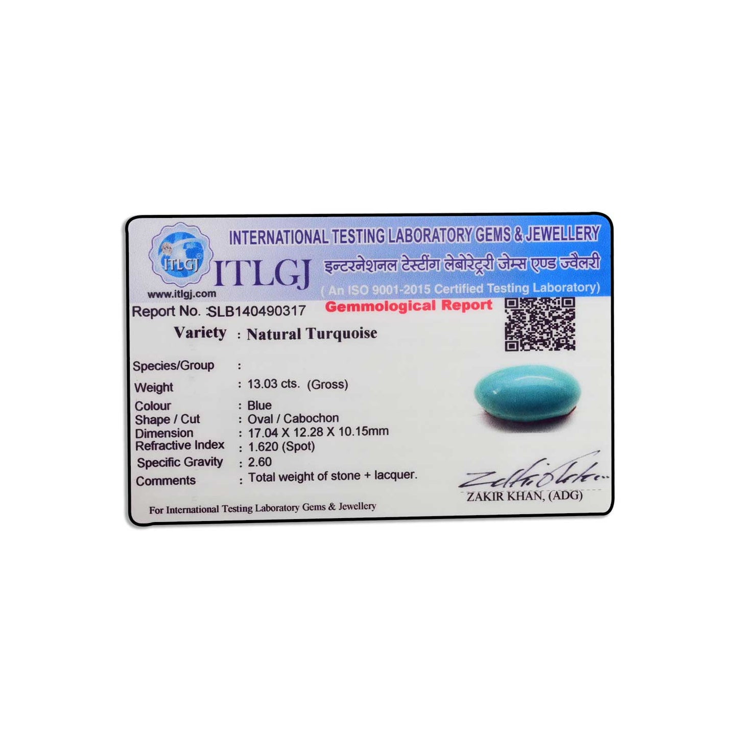 Arizona Turquoise (Firoza) 13.03 Carat