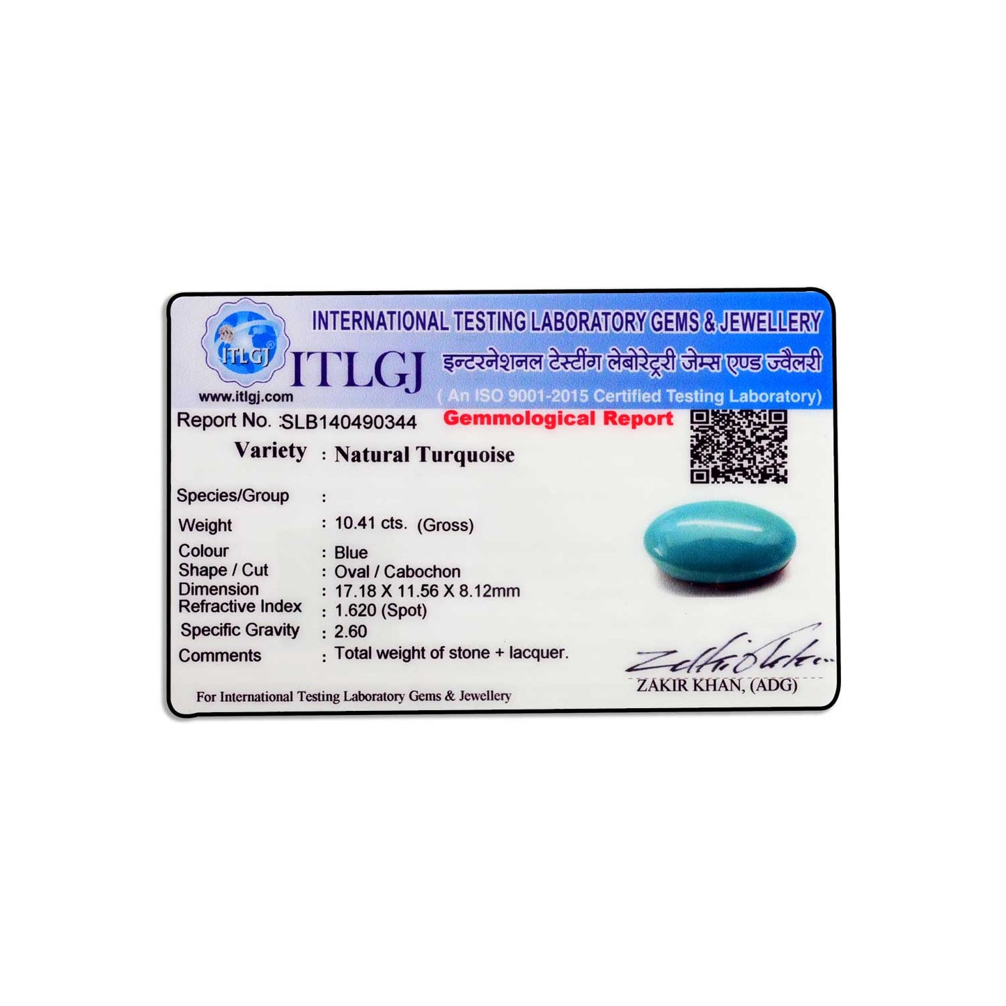 Arizona Turquoise (Firoza) 10.41 Carat