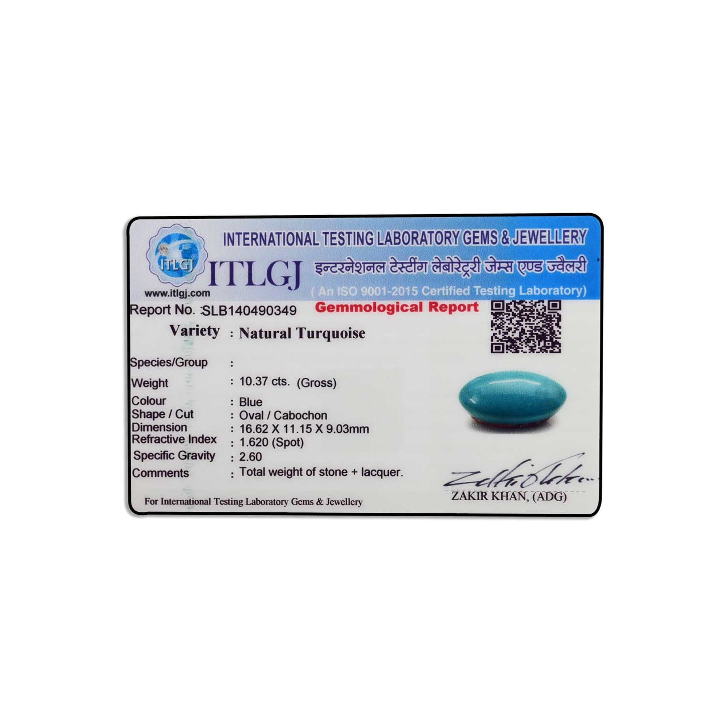 Arizona Turquoise (Firoza) 10.37 Carat