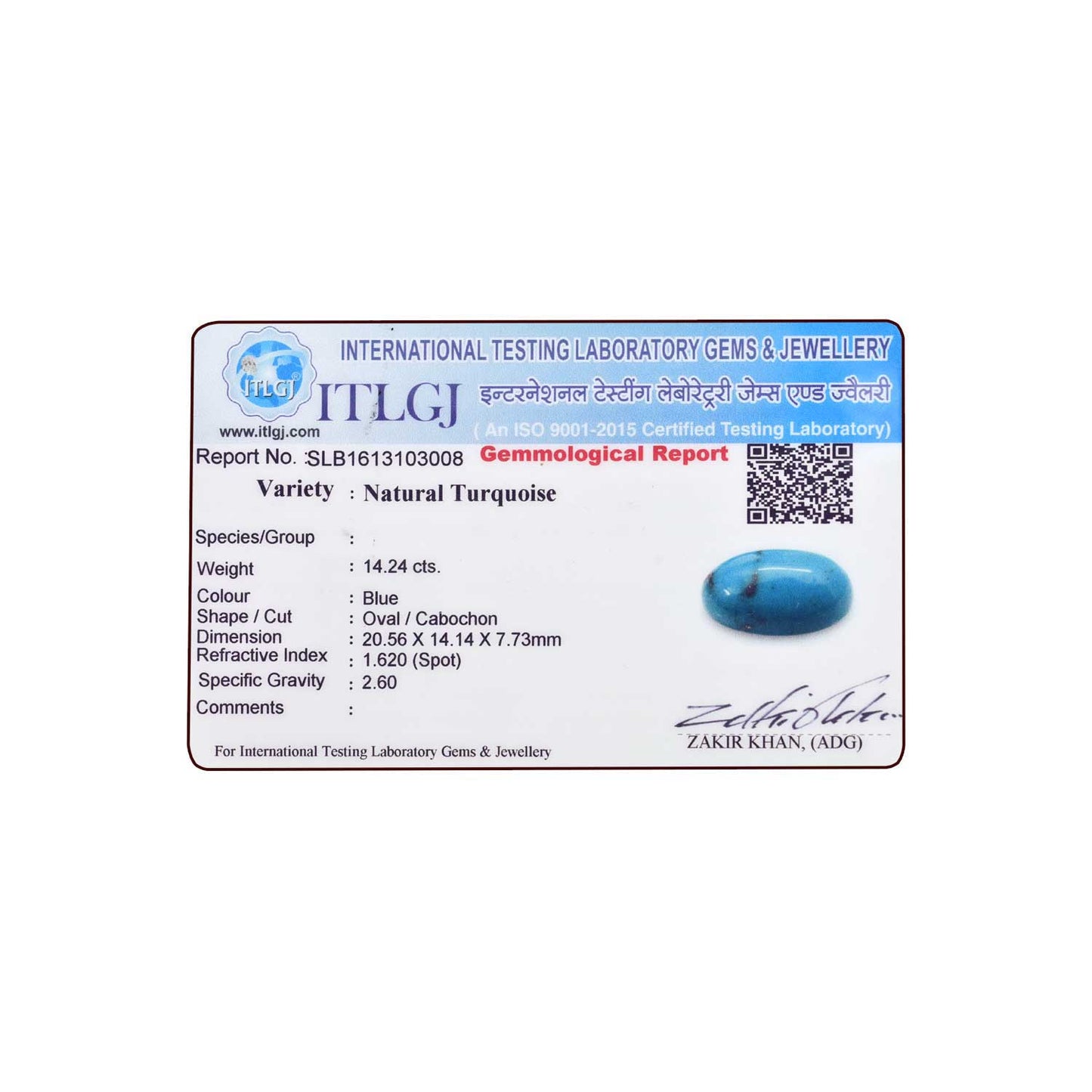 Irani Turquoise (Firoza) 14.24 Carat