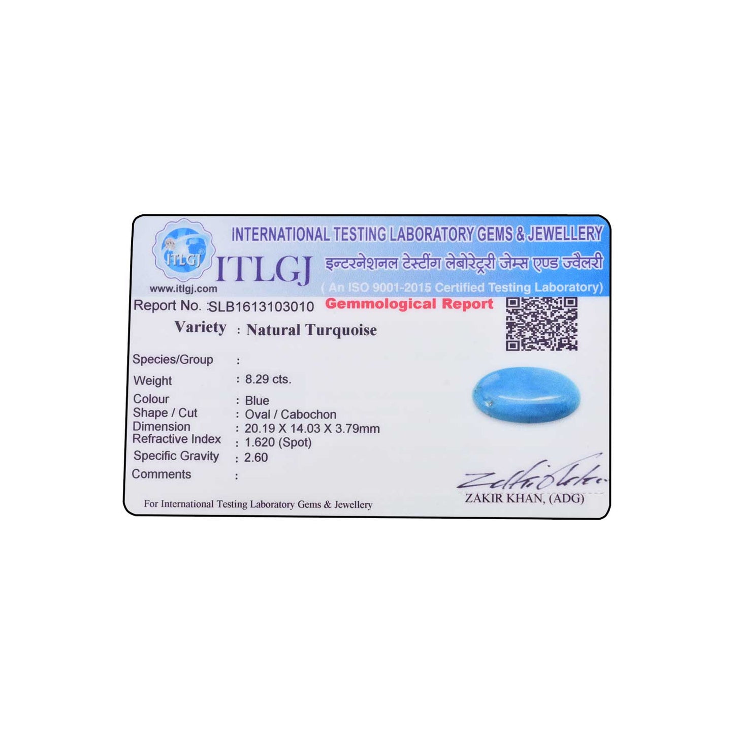 Irani Turquoise (Firoza) 8.29 Carat