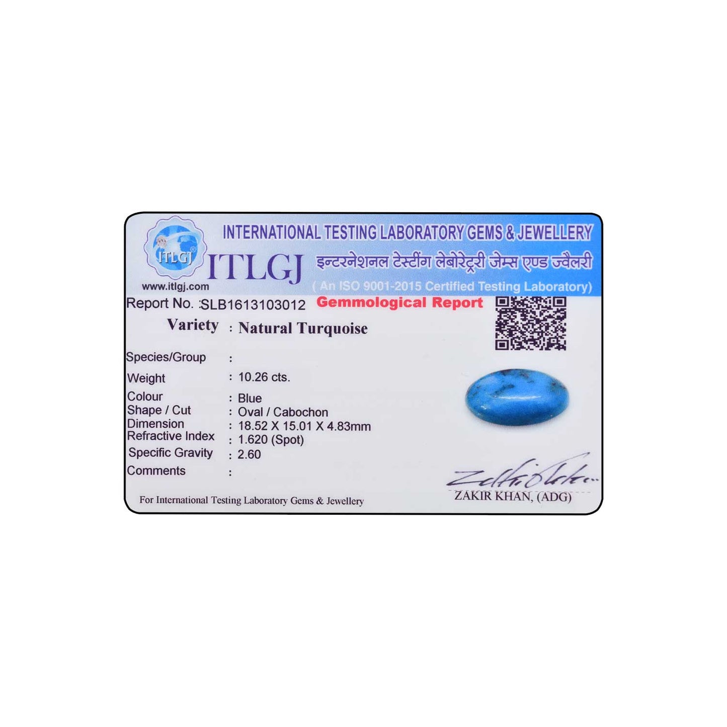 Irani Turquoise (Firoza) 10.26 Carat