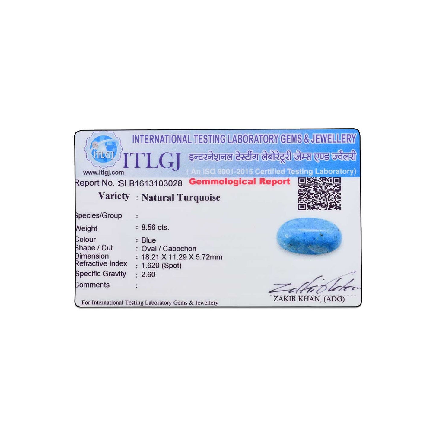 Irani Turquoise (Firoza) 8.56 Carat