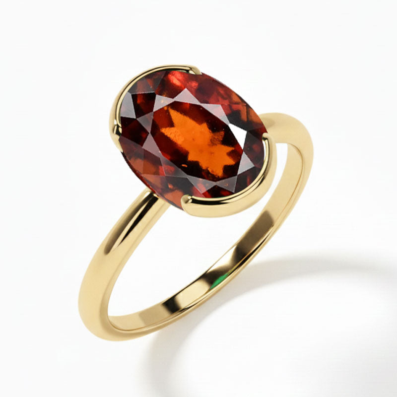 Gomed (Special Quality) Gold Dual-Claw Ring (R4)