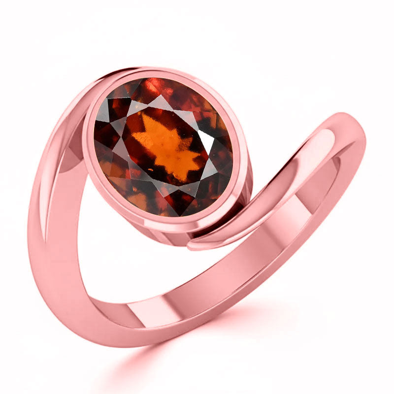 Gomed (Special Quality) Rose Gold Wave Ring (R3)