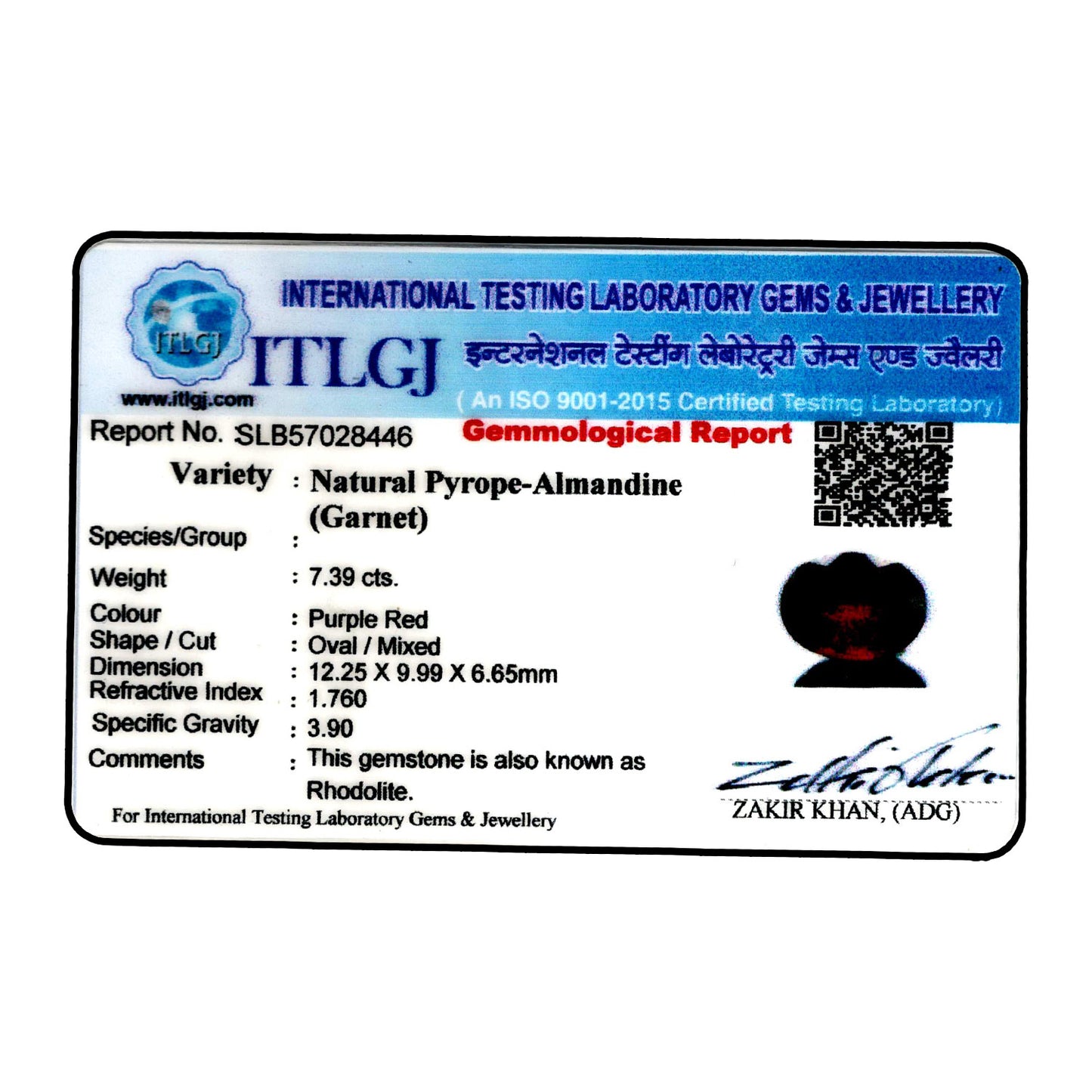 Red Garnet 7.39 Carat