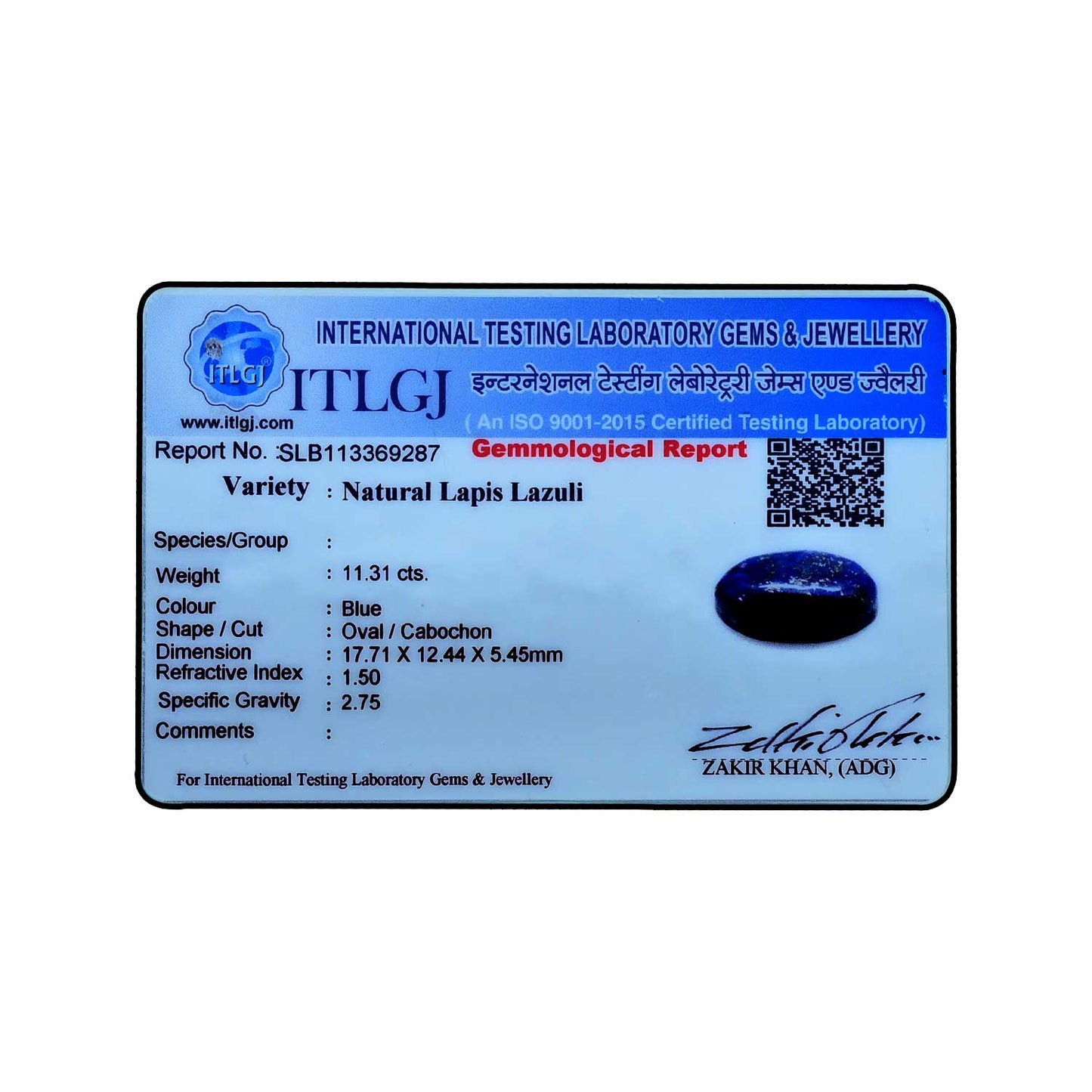Lapis Lazuli 11.31 Carat