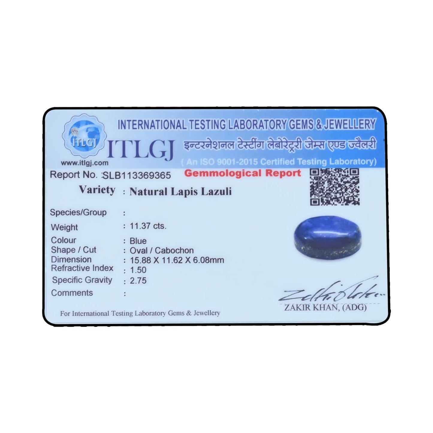 Lapis Lazuli 11.37 Carat