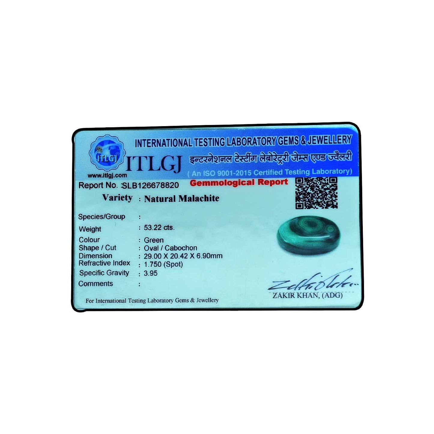 Malachite (Kidney Stone) 53.22 Carat