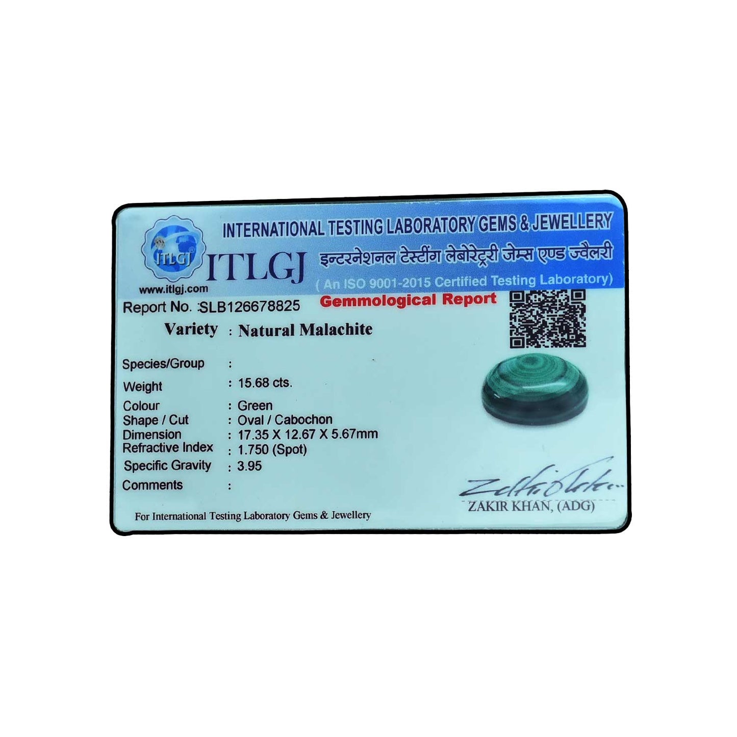 Malachite (Kidney Stone) 15.68 Carat