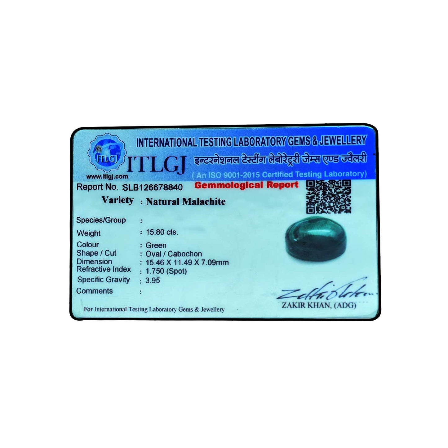 Malachite (Kidney Stone) 15.8 Carat