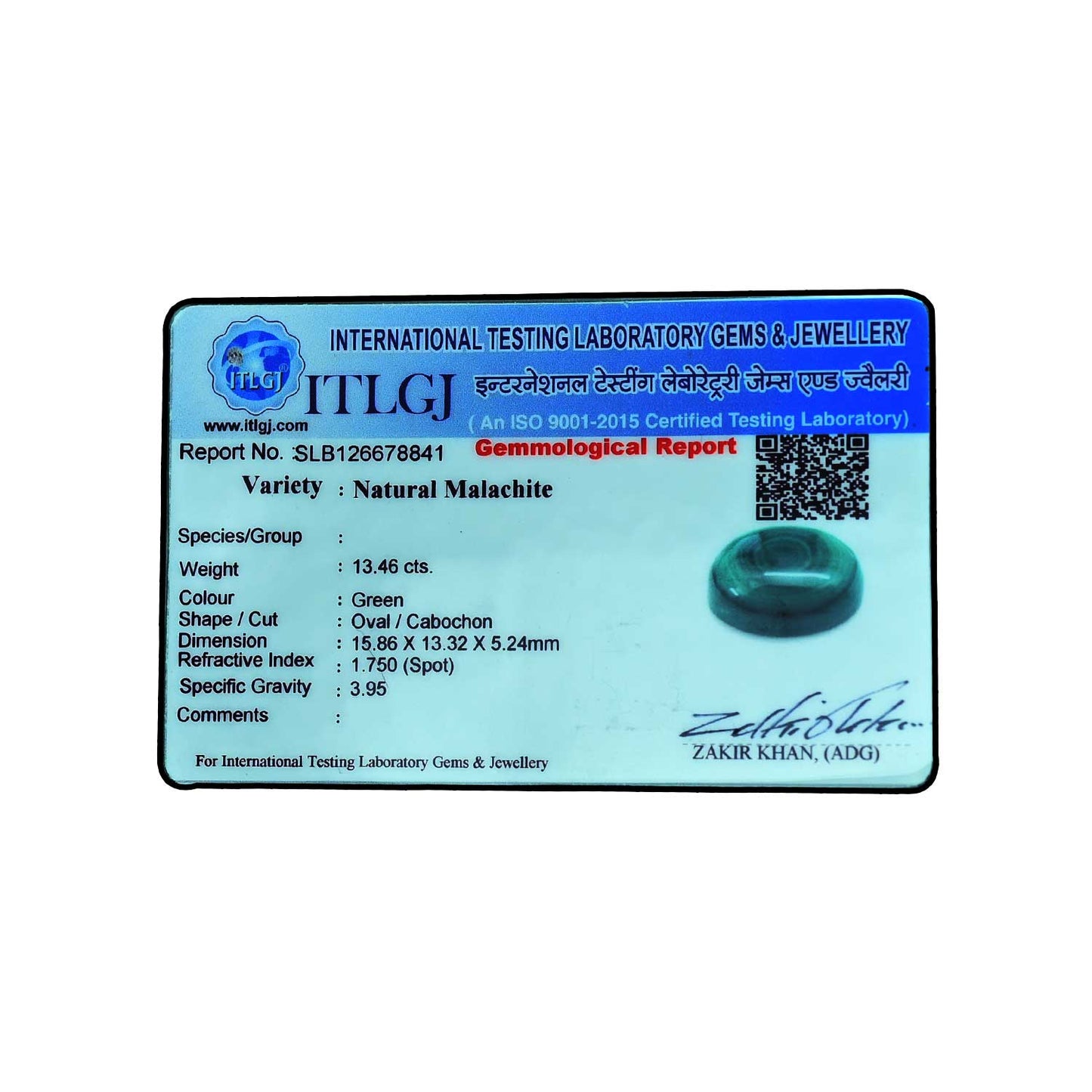 Malachite (Kidney Stone) 13.46 Carat