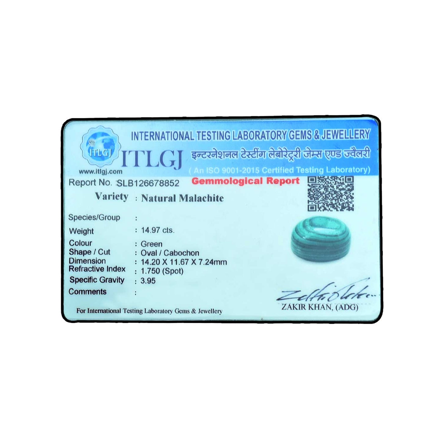 Malachite (Kidney Stone) 14.97 Carat