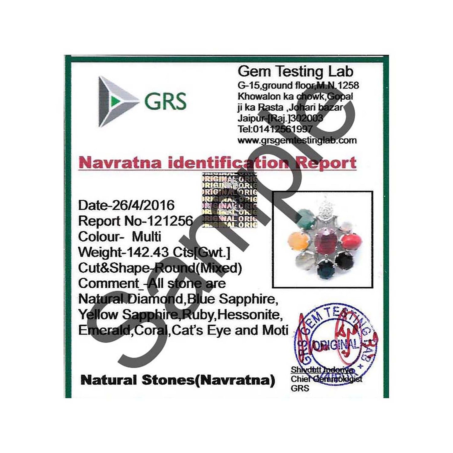 Navratan Pendant 8 Cts.