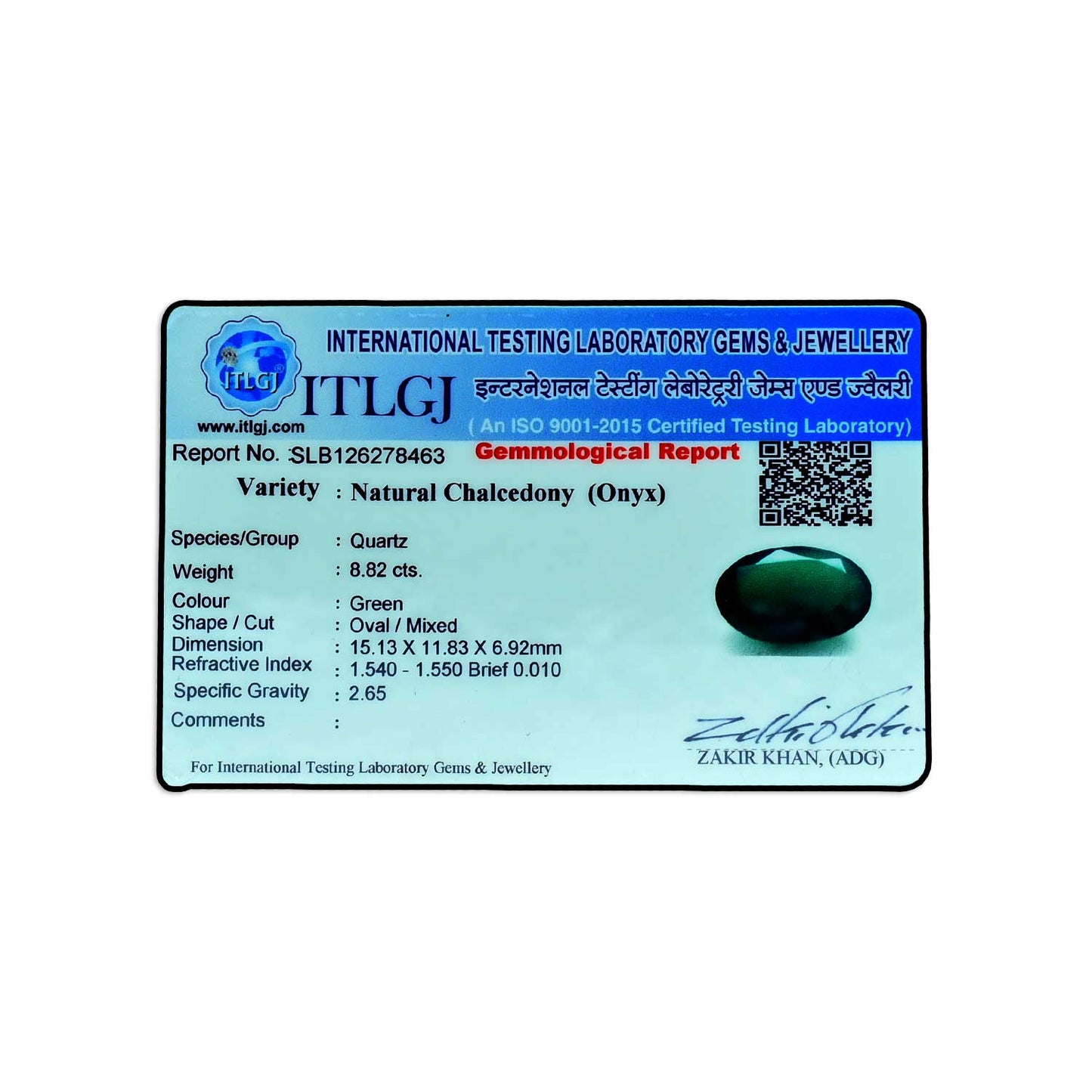 Green Onyx 8.82 Carat