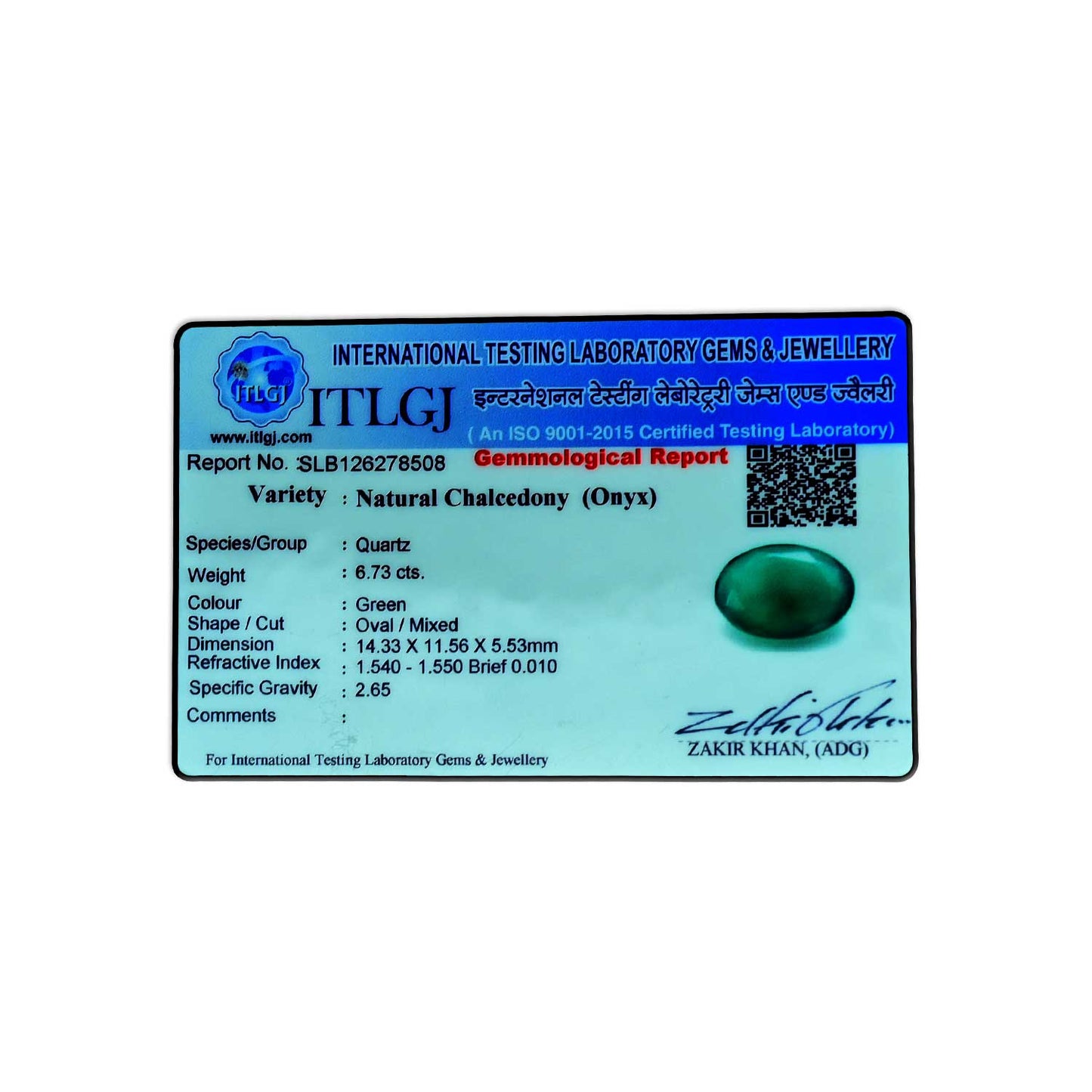 Green Onyx 6.73 Carat