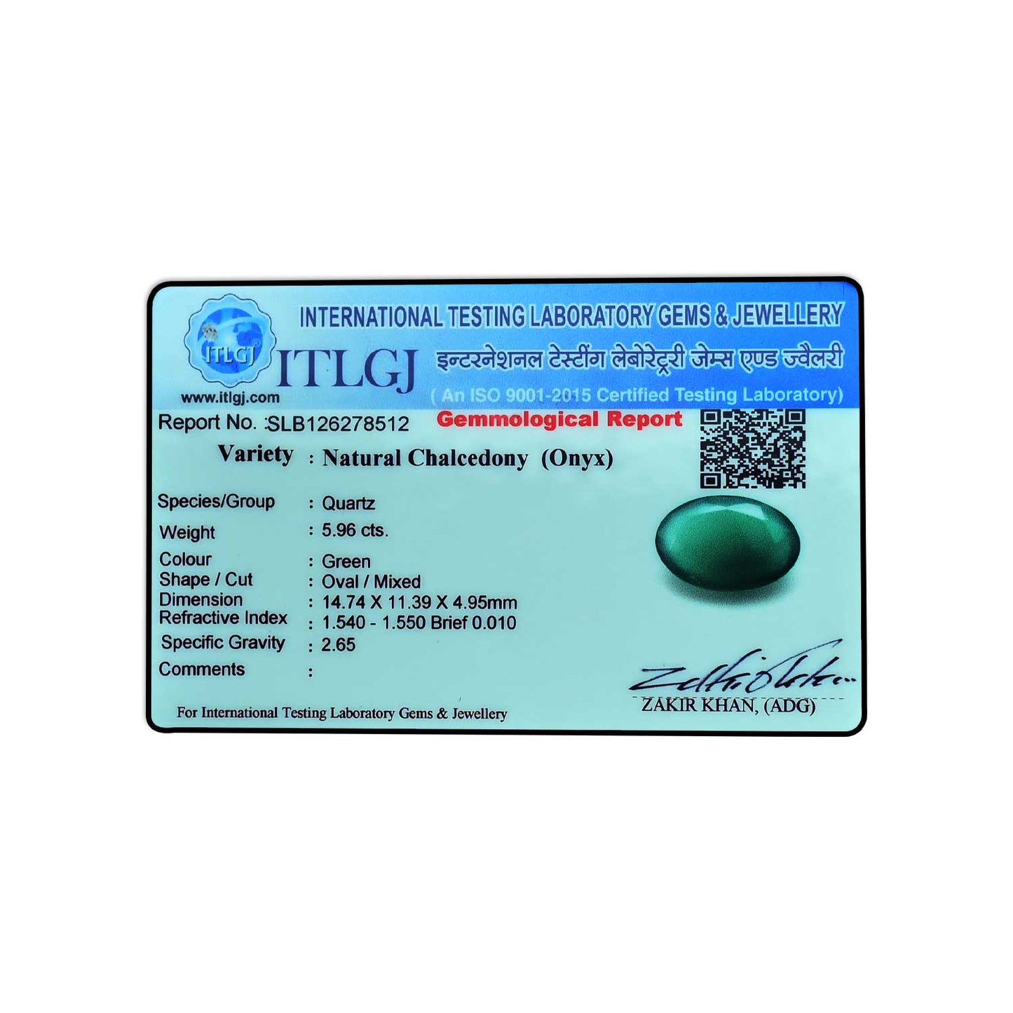 Green Onyx 5.96 Carat