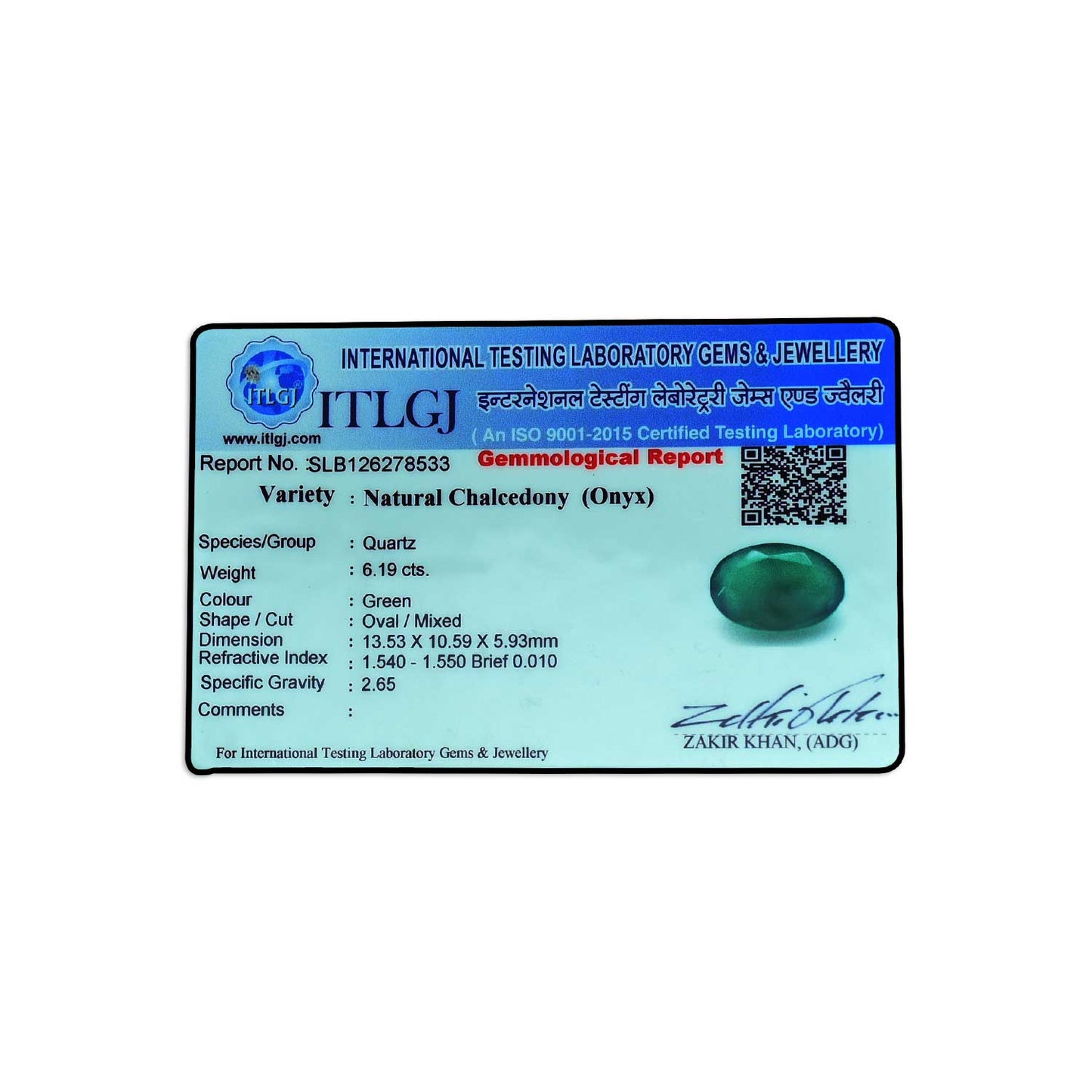 Green Onyx 6.19 Carat