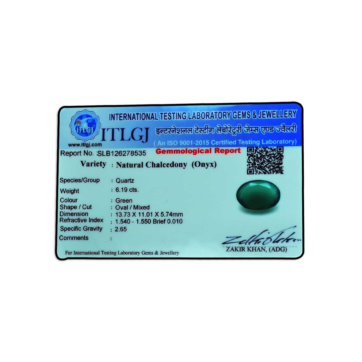 Green Onyx 6.19 Carat