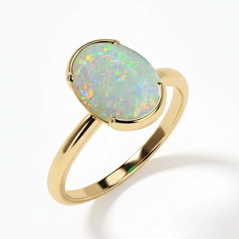 Opal (Special Quality) Gold Dual-Claw Ring (R4)