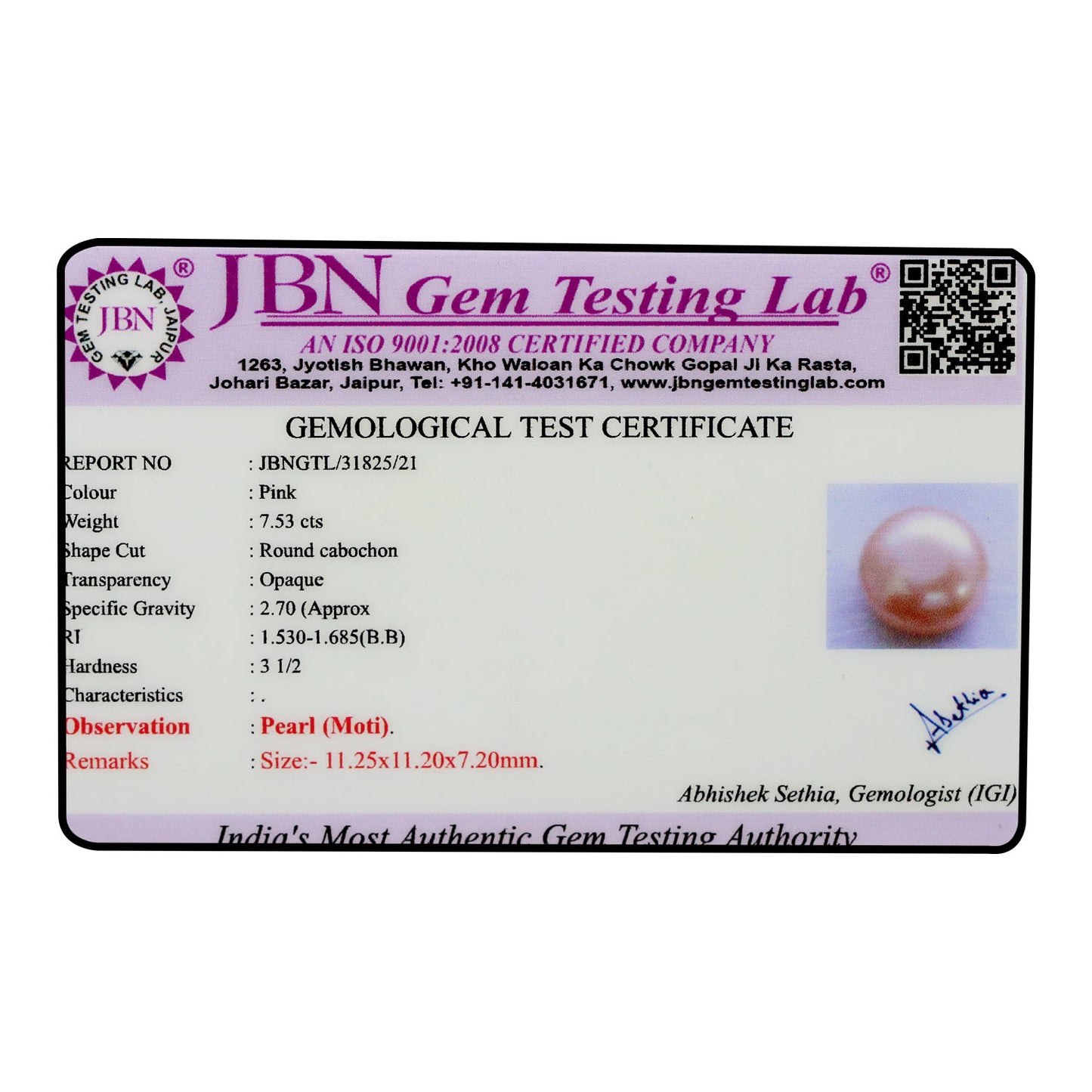 Fresh Water Pearl (Moti) 7.53 Carat