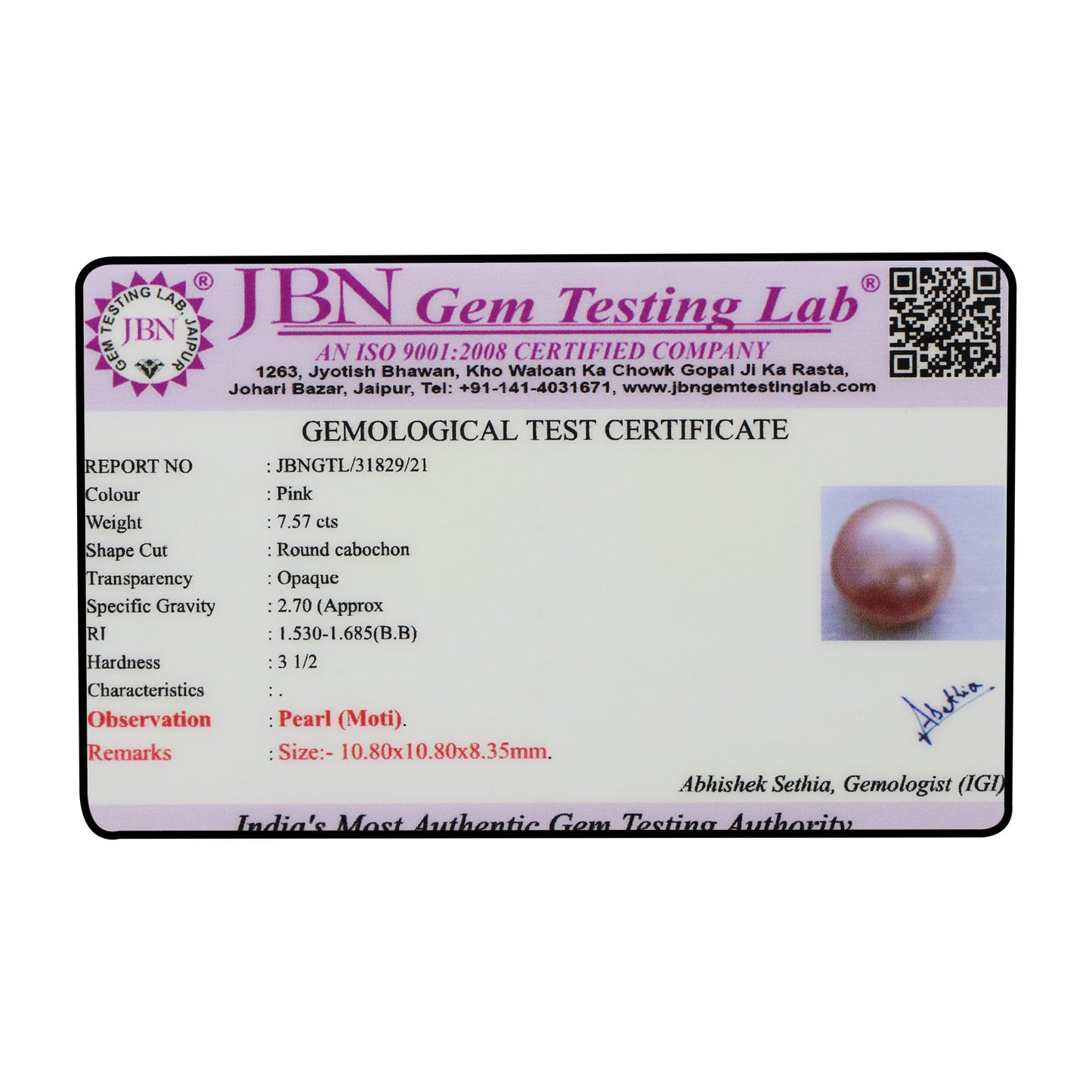 Fresh Water Pearl (Moti) 7.57 Carat