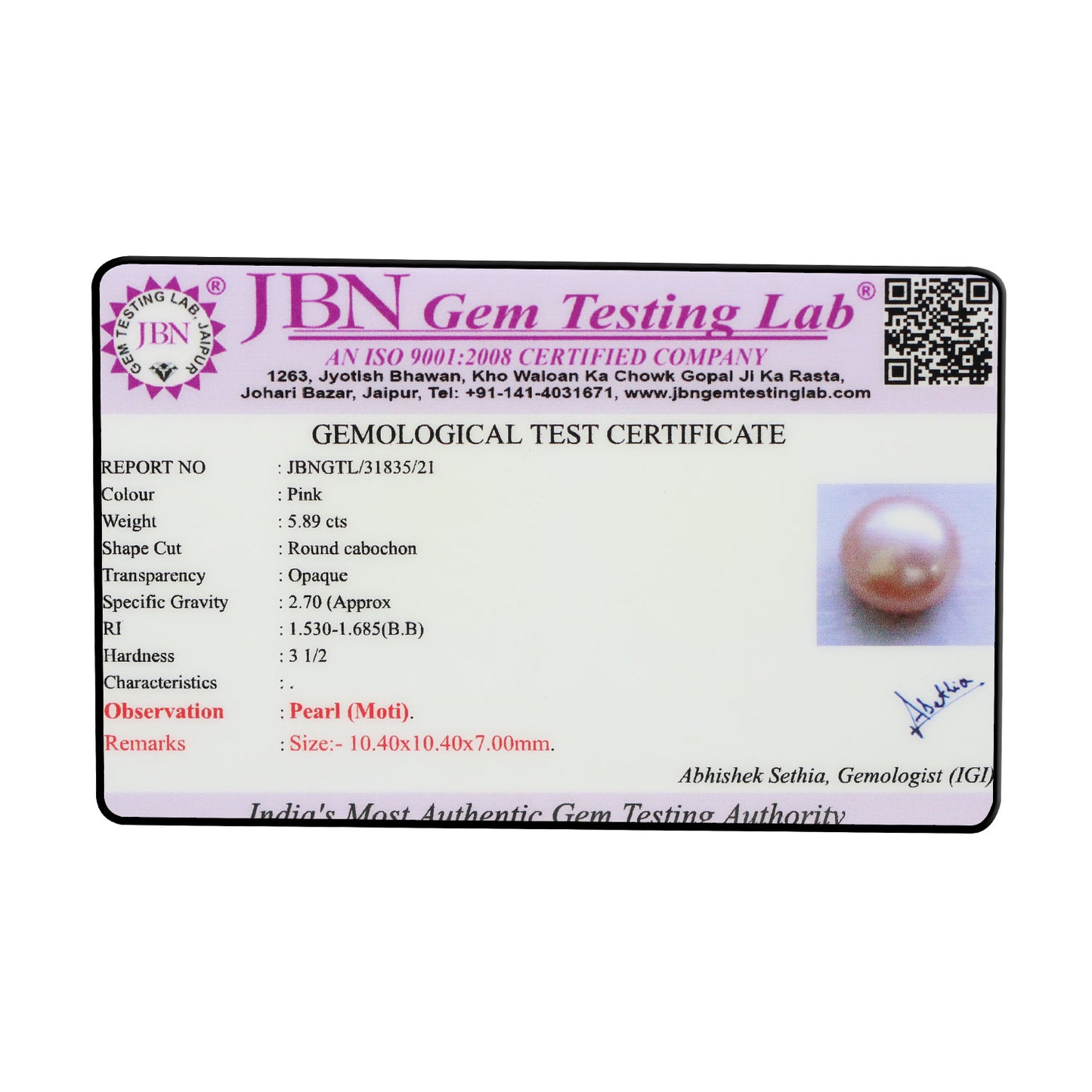 Fresh Water Pearl (Moti) 5.89 Carat