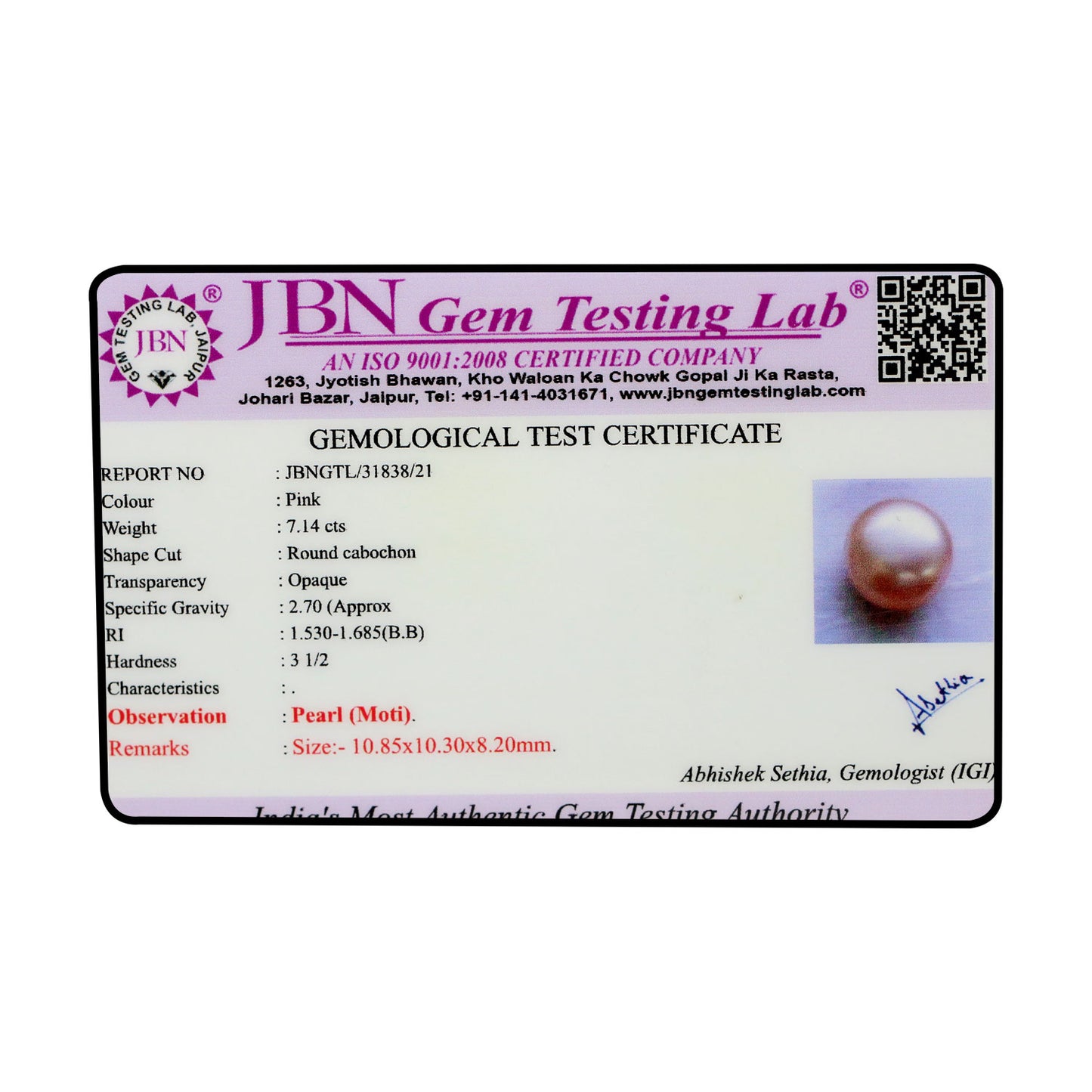 Fresh Water Pearl (Moti) 7.14 Carat