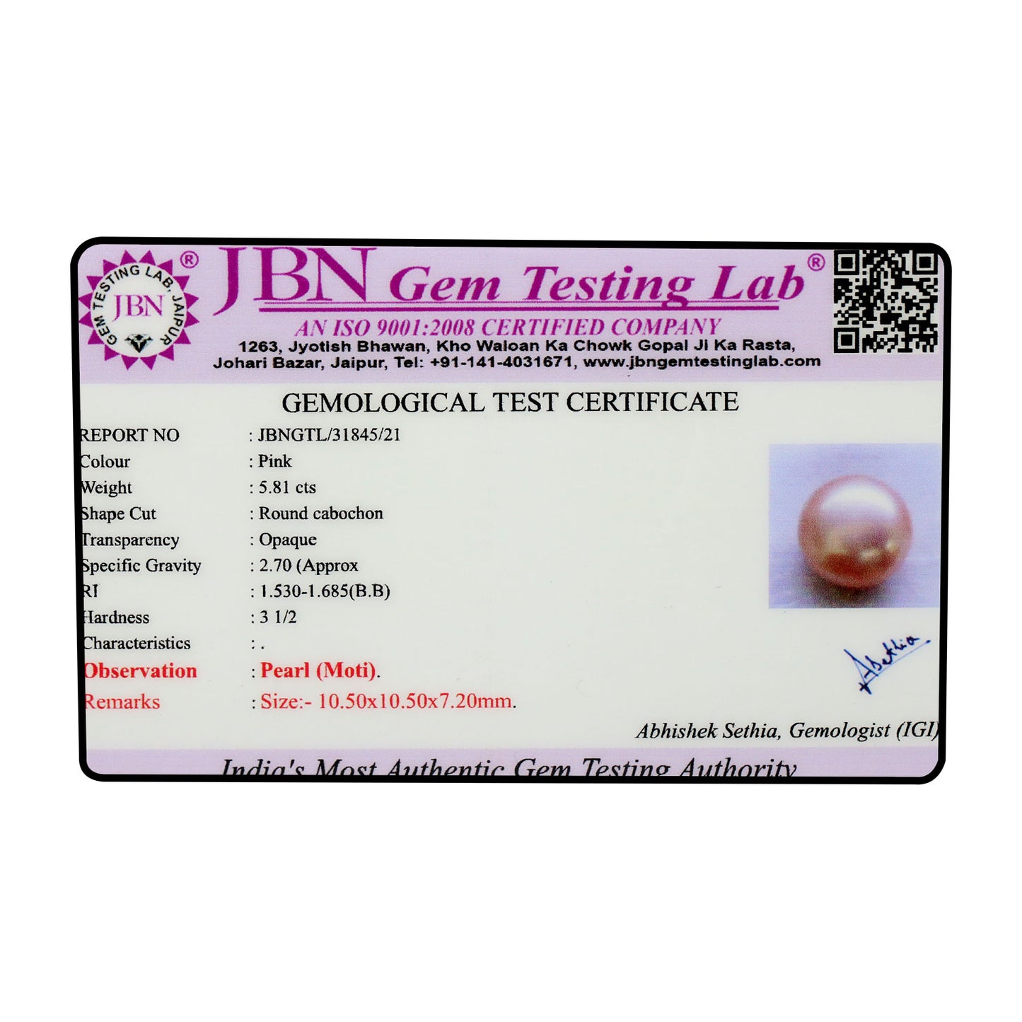 Fresh Water Pearl (Moti) 5.81 Carat