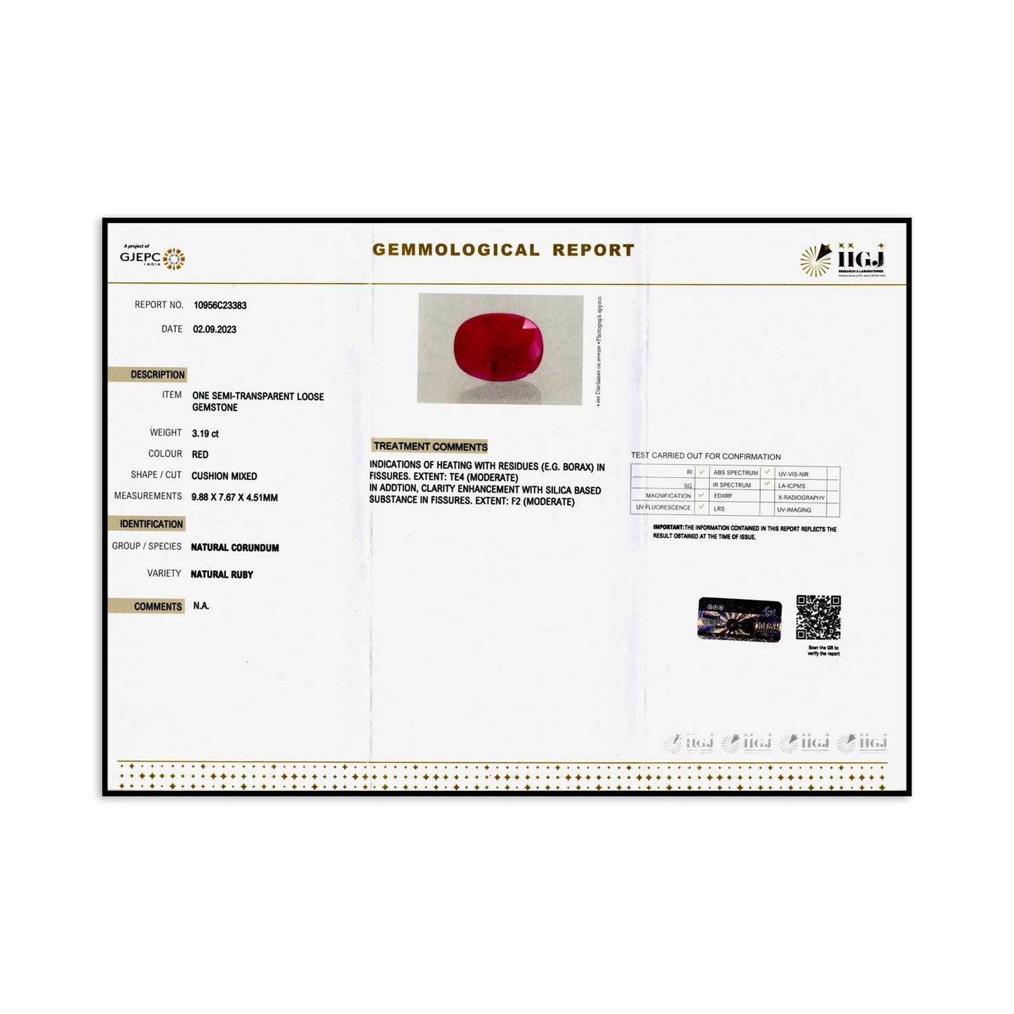 Burmese Ruby (Heated) Cts 3.19