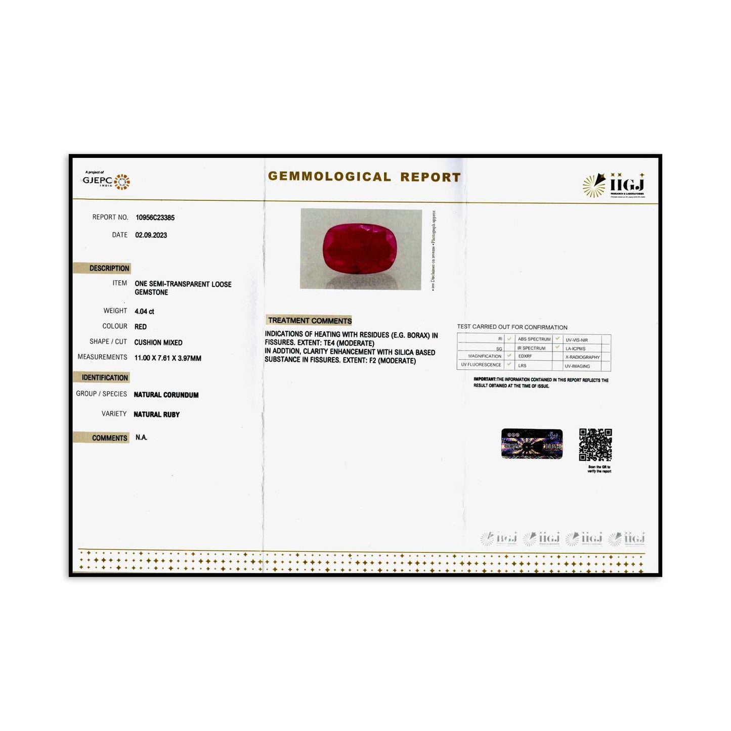 Burmese Ruby (Heated) Cts 4.04