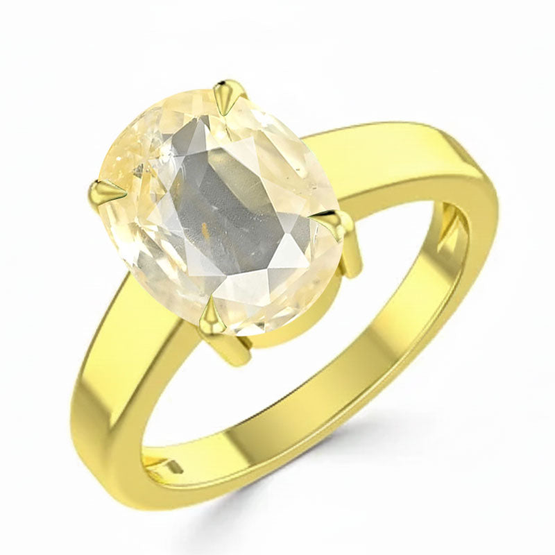 Yellow Sapphire (Special Quality) Gold Classic Solitaire Ring (R2)